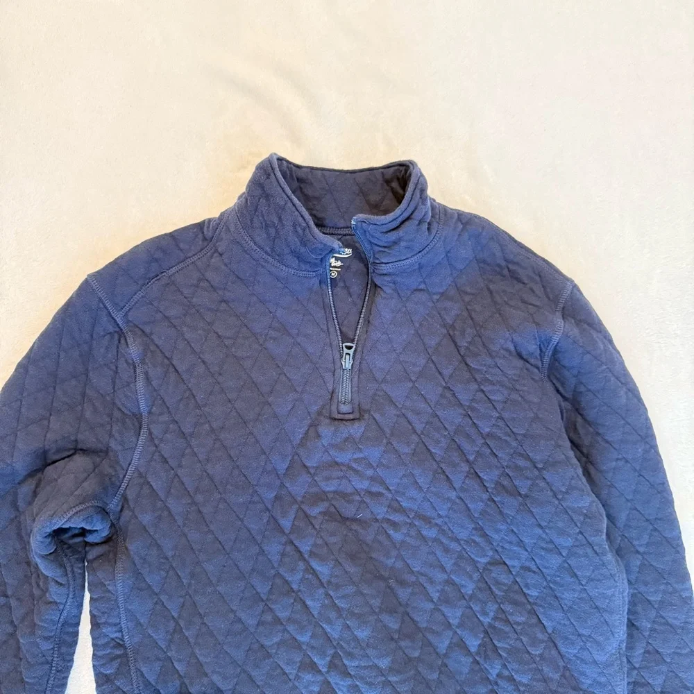 J. Crew Men's Dark Blue Quilted Zip-Up Pullover M